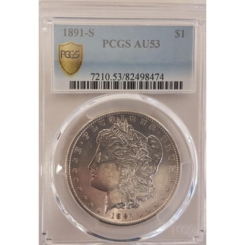 259 - 1891 S Morgan Silver Dollar - Grade AU53