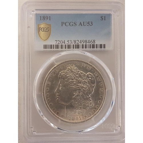 260 - 1891 Morgan Silver Dollar - Grade AU52