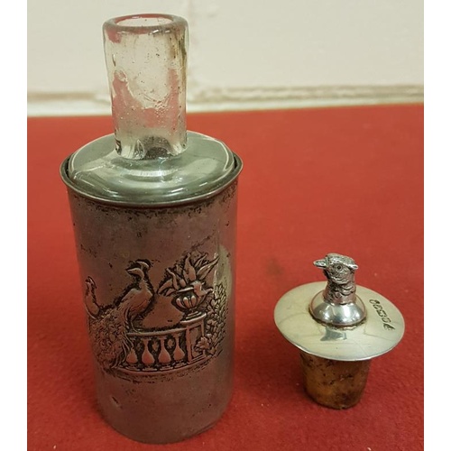 266 - Silver Hallmarked Bottle Top in the shape of a Bird and Scent Bottle with Silver Surround