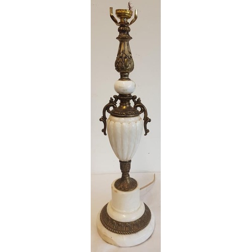 296 - Attractive Marble and Brass Table Lamp - 22ins tall