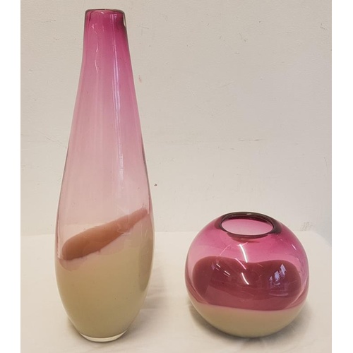 300 - Two Pink Art Glass Vases