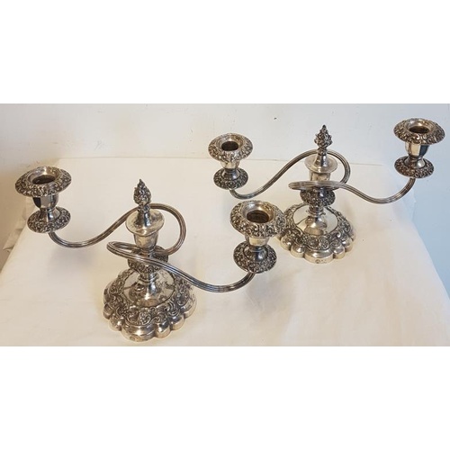 306 - Pair of Old Style Candelabra with Flame Centre Light (Barker and Ellis Quality)