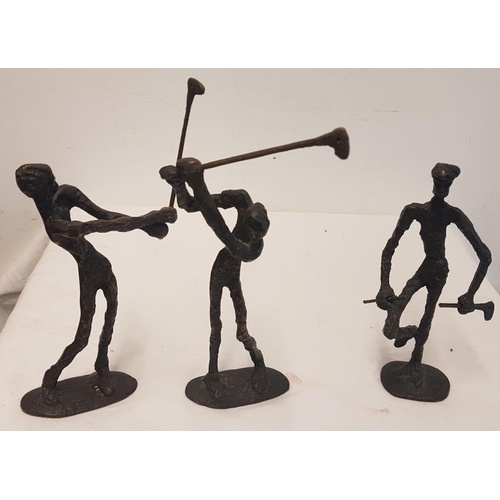 310 - Set of Three Bronze Golfing Figures - c. 11.5ins tall