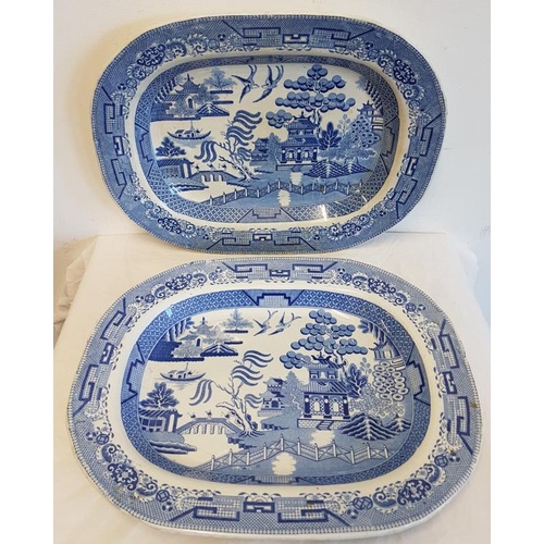 327 - Pair of Victorian Willow Pattern Platters of medium size and good condition