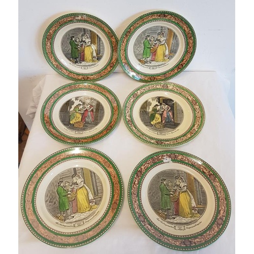 330 - Set of Six Adams Old Cries of London Plates with all over decorations and street scenes