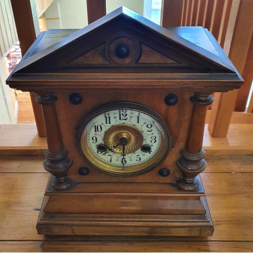 342 - Edwardian Walnut Case Mantle Clock