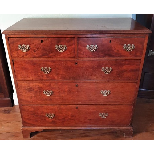 357 - Georgian Mahogany Chest of Drawers with an arrangement of two over three drawers and raised on brack... 