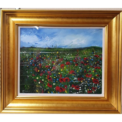 365 - Marry, Declan, Poppy Meadow, Oil on Canvas - canvas size 16 x 20in