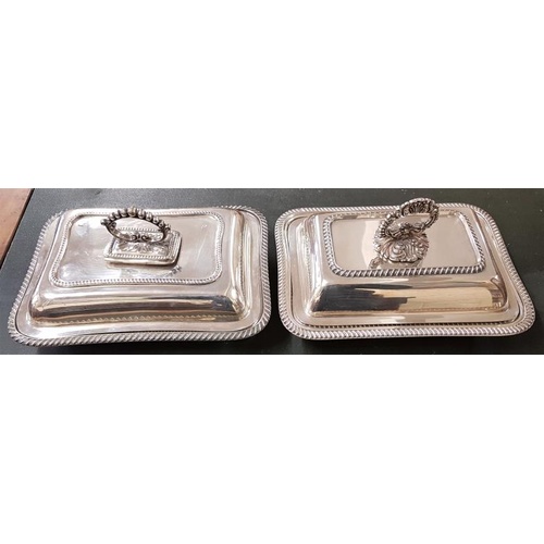 370 - Similar Pair of Silver Plated Entree Dishes with removable handles