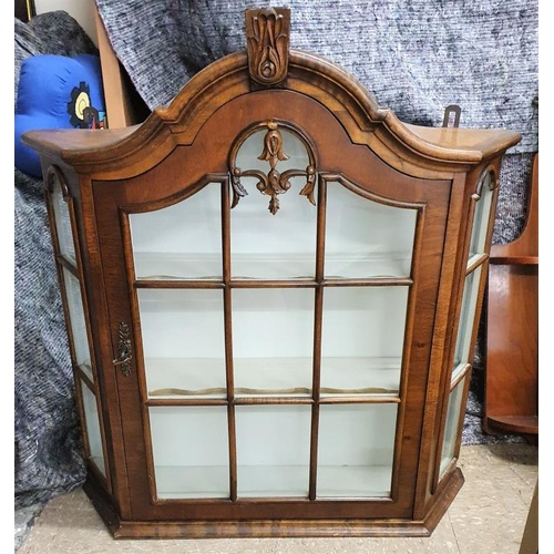 374 - Victorian Style Carved Wall Display Cabinet with a single glazed door - 26 x 28.5ins