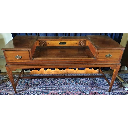 378 - Edwardian Mahogany Writing Desk with an arrangement of drawers and pigeon holes and all raised on sq... 