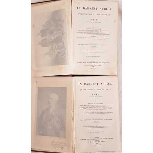 400 - H.M.Stanley. In Darkest Africa. 1890. 1st edit. 2 volumes. Maps and plates. Gilt red cloth (2)... 