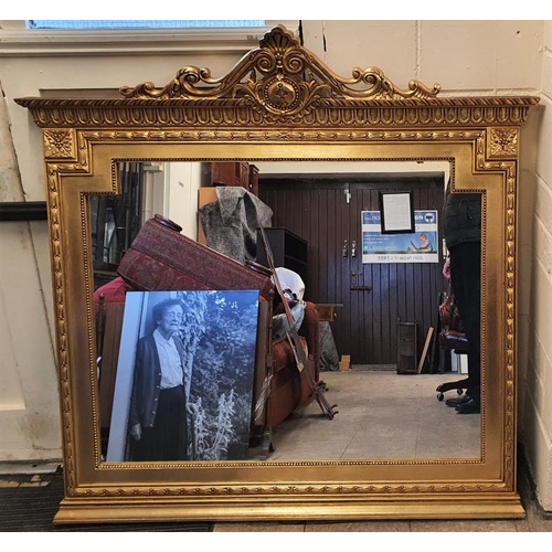 438 - Highly Decorative Gilt Frame Overmantle Mirror - 54.5 x 54ins
