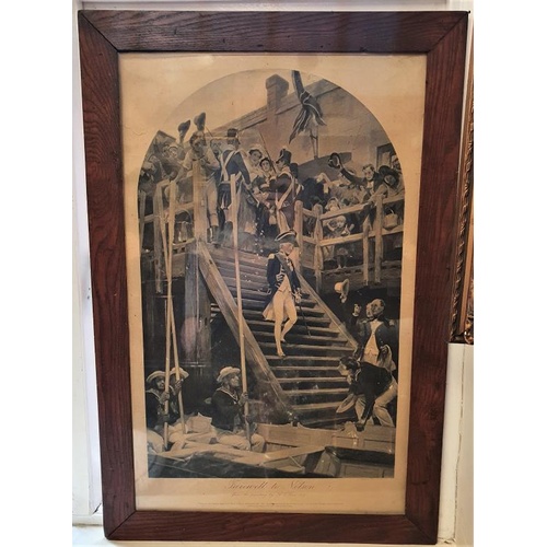 450 - Edwardian Oak Frame Print - Farewell To Nelson - Overall c. 21 x 31.5ins