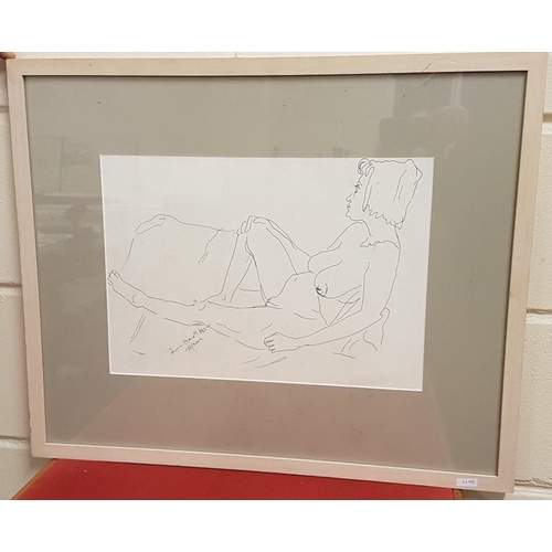 452 - Framed Frances Bunch Moran Original Artwork - Nude Study - Overall c. 25 x 21ins