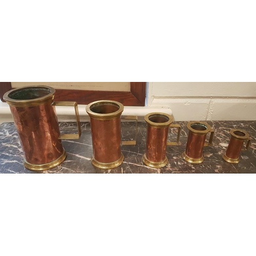 457 - Set of Five Graduated Copper and Brass Measures