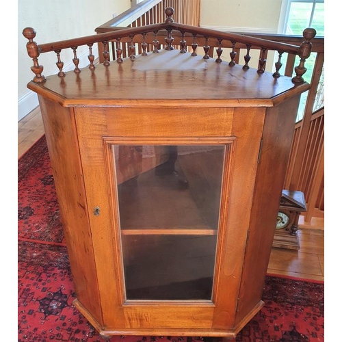 459 - Edwardian Mahogany Corner Display Floor Cabinet with a spindle gallery and glazed door - c. 22.5 x 4... 