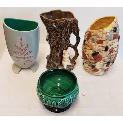 500 - Three Tall Sylvac Pottery Vases and a Dish (4)