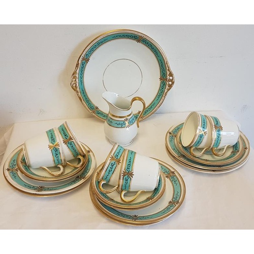 504 - Victorian Coffee Set with Turquoise Bands (c. 1850) (20 Pieces)