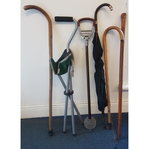 508 - Shooting Stick, Folding Field Chair and Other Walking Sticks