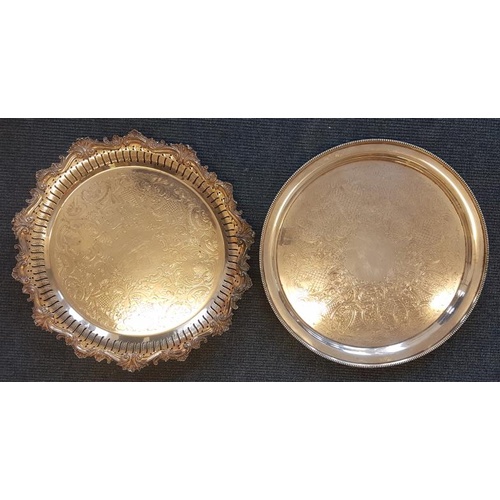 515 - Fine engraved Footed Tray with Ornate Pierced Border and One other made by Barker Ellis