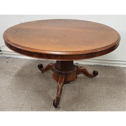 518 - William IV Mahogany Tilt Top Tea Table, the circular top (c.4ft diam.) raised on an octagonal column... 