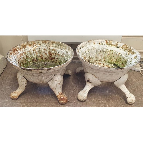526 - Pair of Victorian Cast Iron Planters, each raised on four legs, c.12in tall