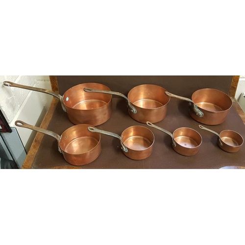 530 - Set of Seven Graduated Copper Saucepans