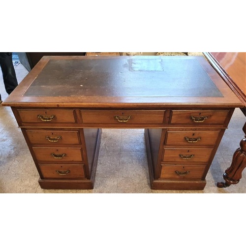 532 - Edwardian Mahogany Pedestal Writing Desk with an arrangement of nine drawers - 48 x 28 x 29.5ins tal... 