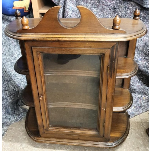 534 - Victorian Style Wall Display Cabinet with a single glazed door and open shelves - 20.5 x 23ins