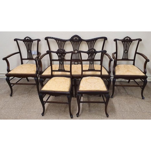 544 - Fine Quality Edwardian Mahogany Parlour Suite, comprising a settee, pair of elbow chairs and a pair ... 