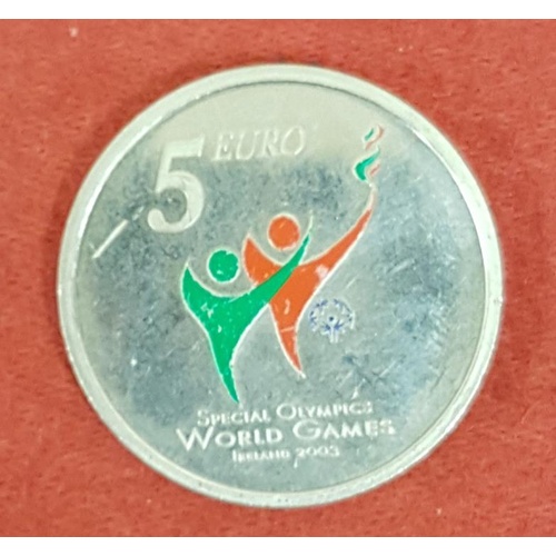 231 - Two old Coins; 3 coins: 1828 Penny; 1/2 penny;  and One Other; and €5 Special Olympics World Games 2... 