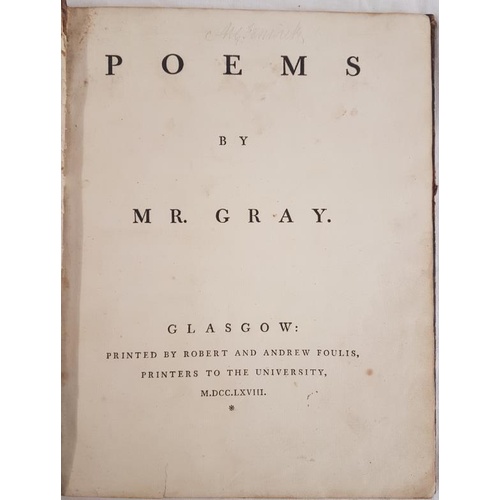 32 - Mr Gray Poems 1768. Rare. First appearance of Gray’s “Elegy Written in a Country Ch... 
