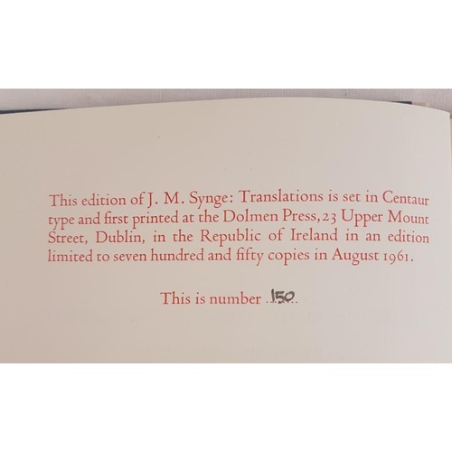 70 - J.M. Synge. Translations. Dolmen Press. 1961. Limited Edition. Fine copy in original slip case.... 