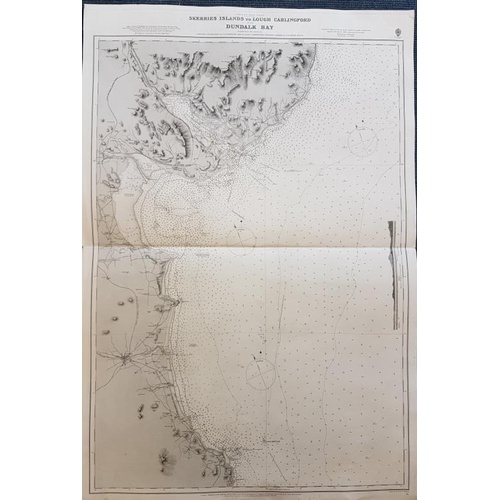 88 - Large folding map Skerries Islands to Lough Carlingford with Dundalk Bay, size 68 X 100 cms. Compile... 