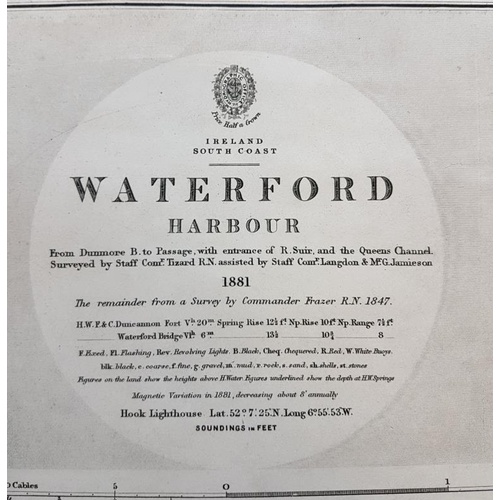 90 - Very fine large decorative map of Waterford Harbour from Dunmore to Passage with attractive illustra... 