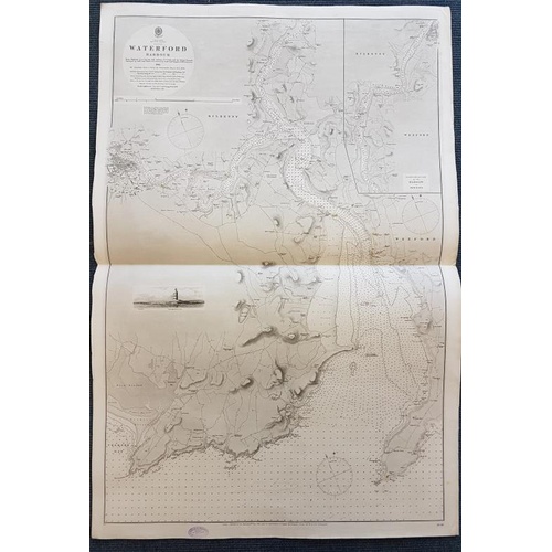 90 - Very fine large decorative map of Waterford Harbour from Dunmore to Passage with attractive illustra... 