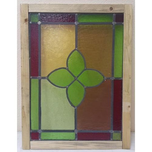 46 - Stained Glass Panel (no damage or cracks) - 25 x 19ins