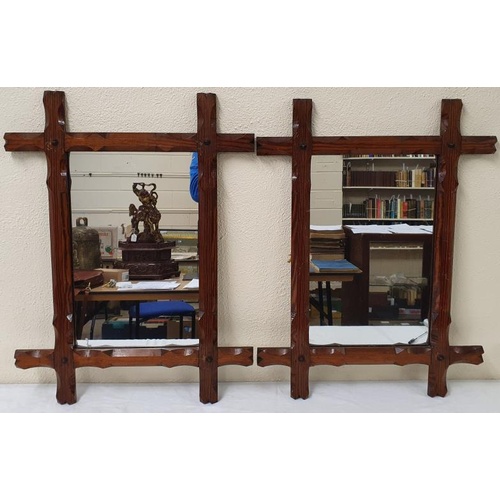 53 - Pair of 19th Century Pitch Pine Wall Mirrors in the Gothic Style