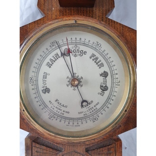 60 - 20th Century Oak Cased Barometer