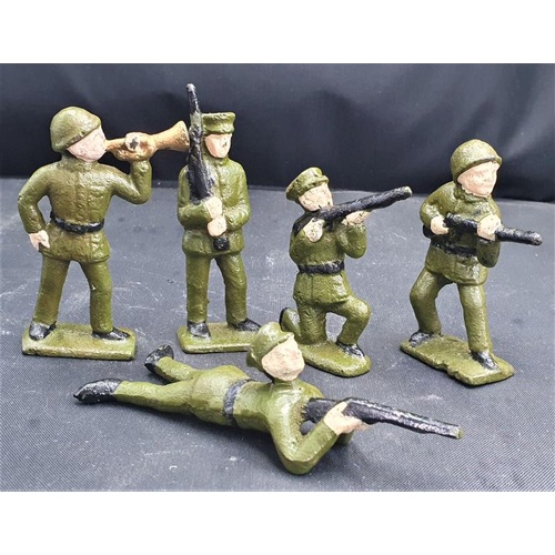 68 - Five Cast Iron British Soldiers in 2nd World War Uniforms