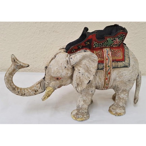 70 - Cast Iron Indian Elephant with moving tail and trunk. After the original. c.8.5 x 5.5in