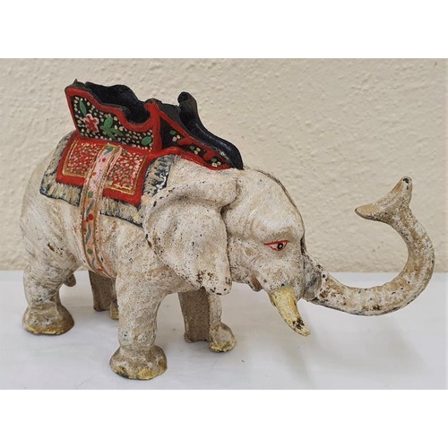 70 - Cast Iron Indian Elephant with moving tail and trunk. After the original. c.8.5 x 5.5in