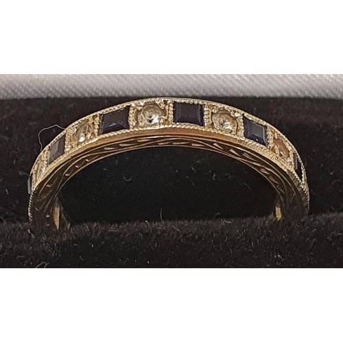 74 - 9ct White Gold, Sapphire and Diamond Band, c. size O