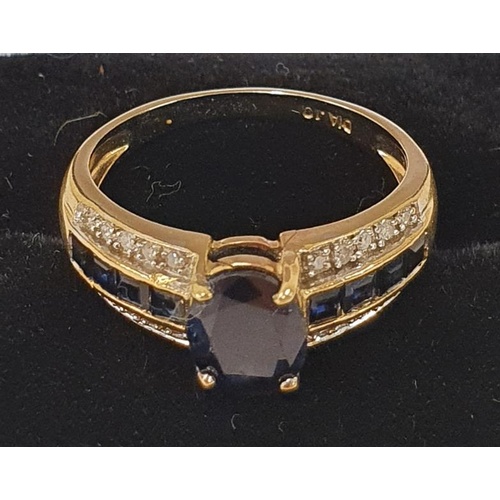 75 - 9ct Gold Diamond and Sapphire Ring, c.size N