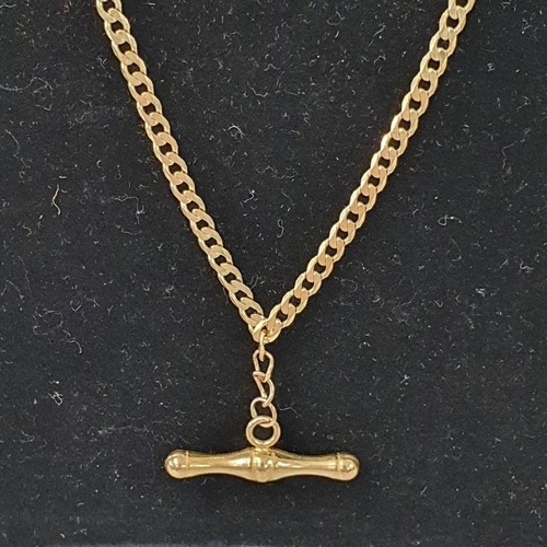 93 - 9ct Gold Chain - 19ins chain with T Bar - 8grms gold