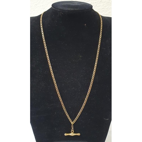 93 - 9ct Gold Chain - 19ins chain with T Bar - 8grms gold