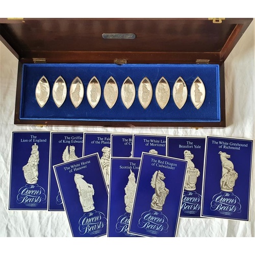 115 - The Queen's Beasts - A Boxed Collection of Solid Silver Medallions (490 grams)