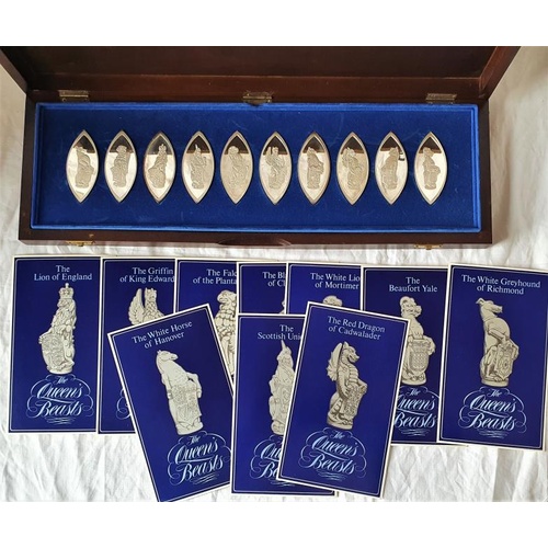 115 - The Queen's Beasts - A Boxed Collection of Solid Silver Medallions (490 grams)