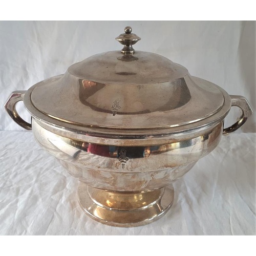 142 - Original SS Silver Plated Officer's Mess Tureen and Cover (inscribed L. A. H. (Leibstandarte Adolf H... 